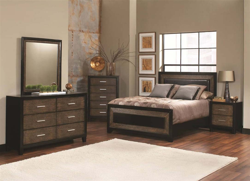 Landon 6 Piece Bedroom Set In Two Tone Brown And Black Finish By Coaster 203571