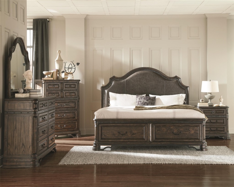 Carlsbad Upholstered Storage Bed 6 Piece Bedroom Set In Vintage Espresso Finish By Coaster 204040