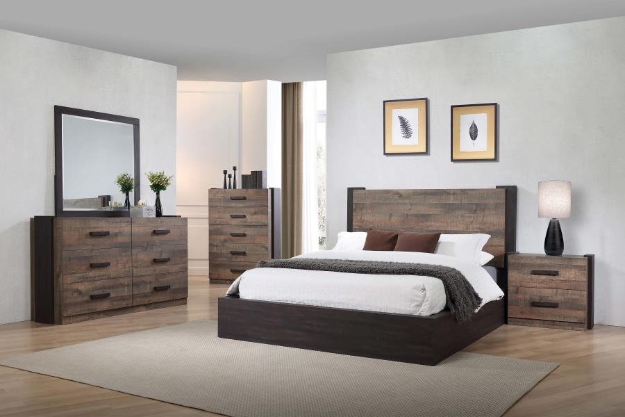 Weston 6 Piece Bedroom Set In Weathered Oak Rustic Coffee Finish By Coaster 206311