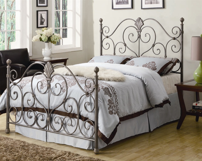 Queen Bed in Dark Metal Finish with Gold Brushed Accents by Coaster ...