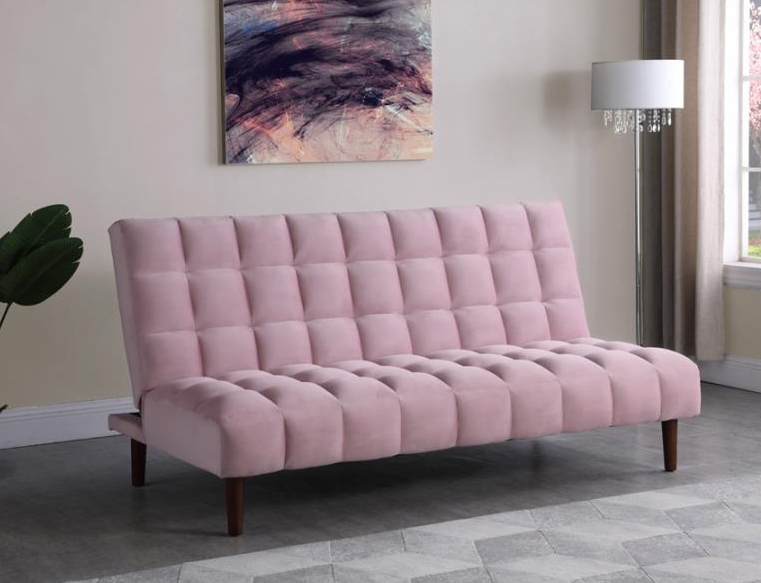 pink futon bed