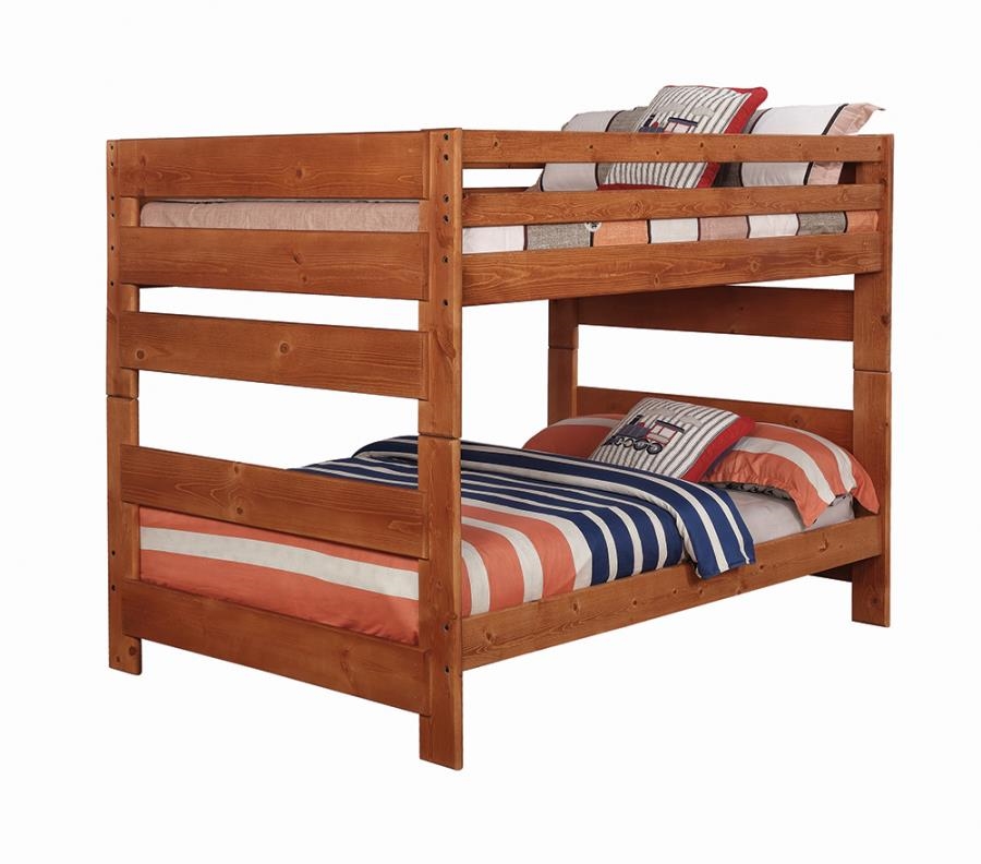 Wrangle Hill Full Over Full Bunk Bed In Amber Wash Finish By