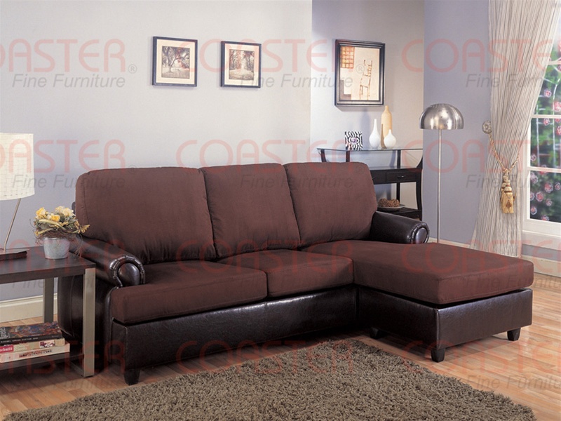 Rupard Brown Microfiber Vinyl Sofa Chaise Reversible Sectional By Coaster 500605