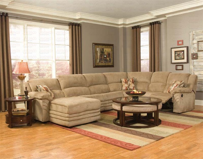 beige reclining sectional