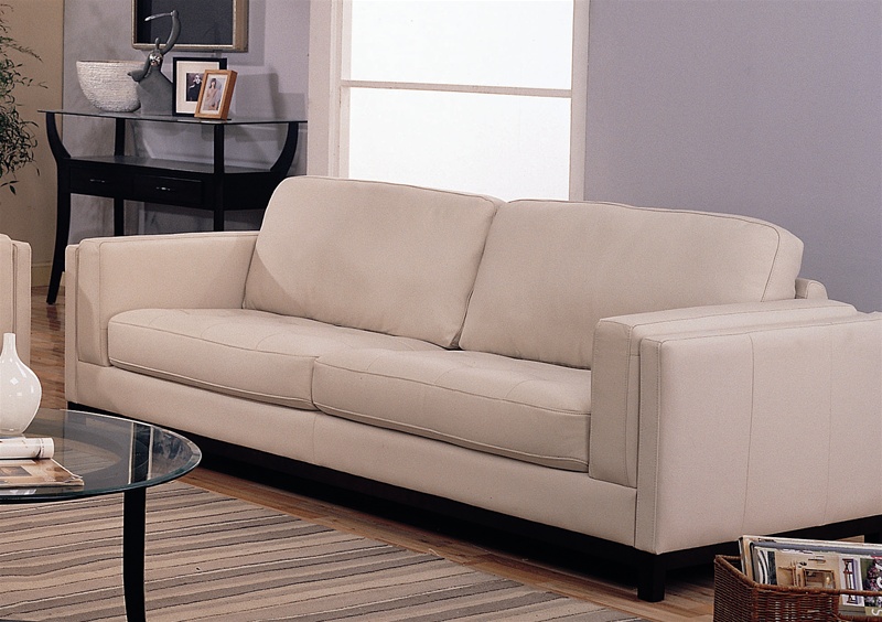 Metro Sofa In Creme Color 100 Leather Cover By Coaster 502461