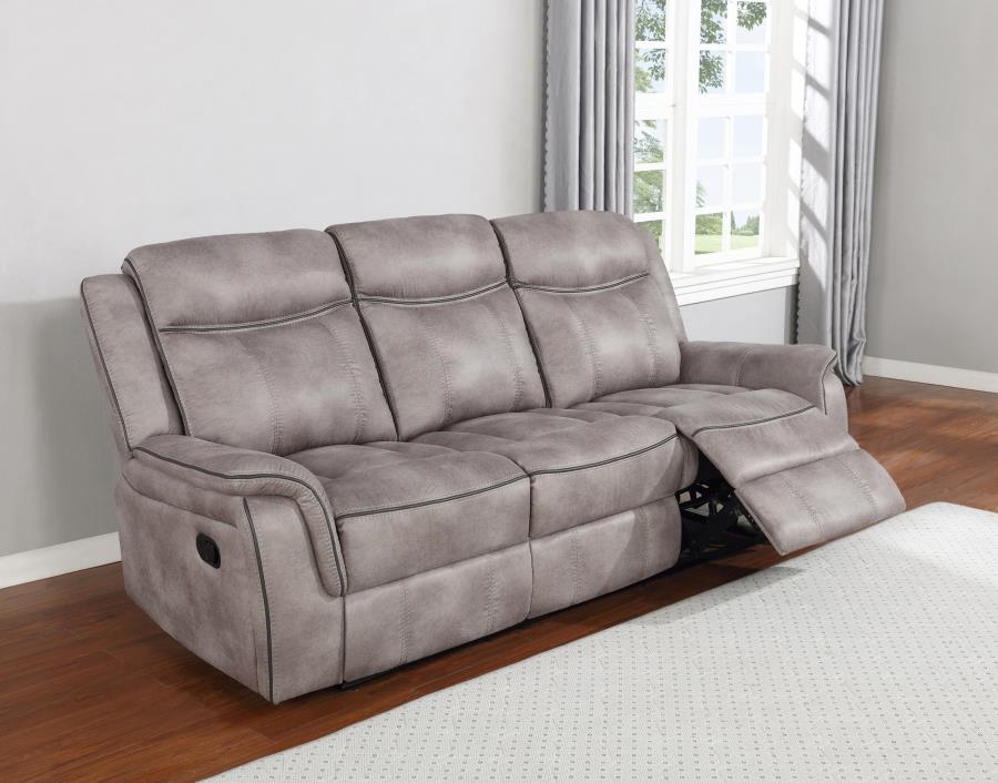 taupe reclining sofa