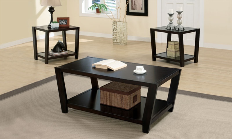 3 Piece Occasional Table Set In Rich Dark Cappuccino Finish By Coaster 701510