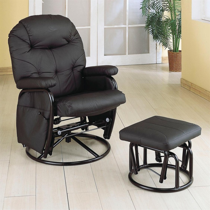 Black leather rocking chair