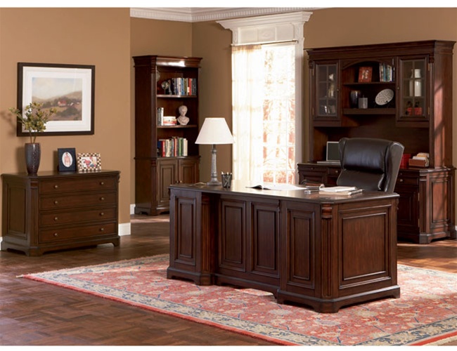 dark wood home office desk