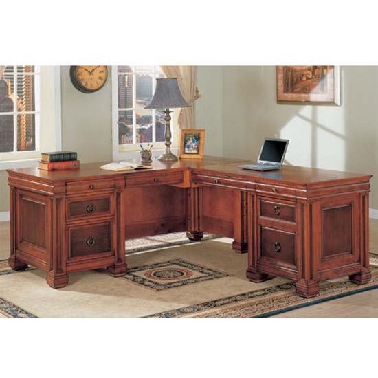 Home Office L-Shaped Executive Desk in Two Tone Finish by Coaster - 800671