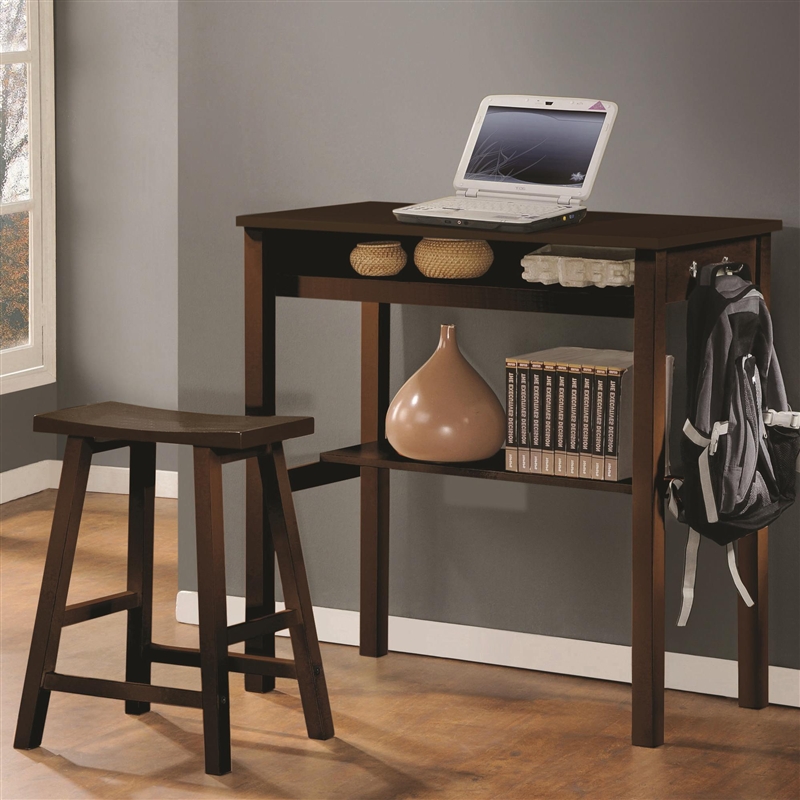 Counter Height Wood Desk Stool In Espresso Finish By Coaster