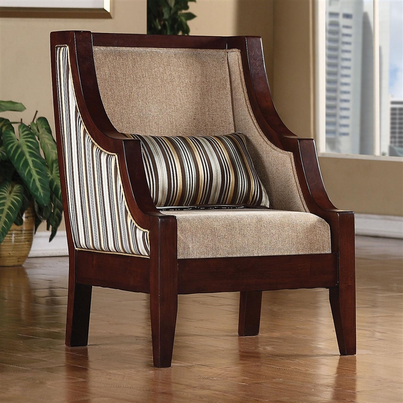 brown striped accent chair