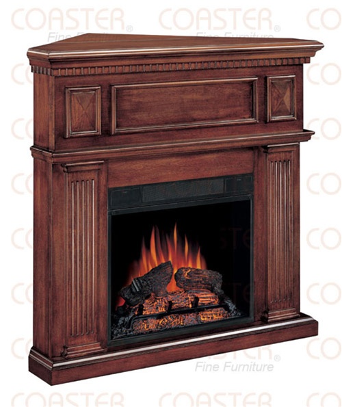 Decorative Corner Mantel Electric Fireplace In Mahogany Finish By