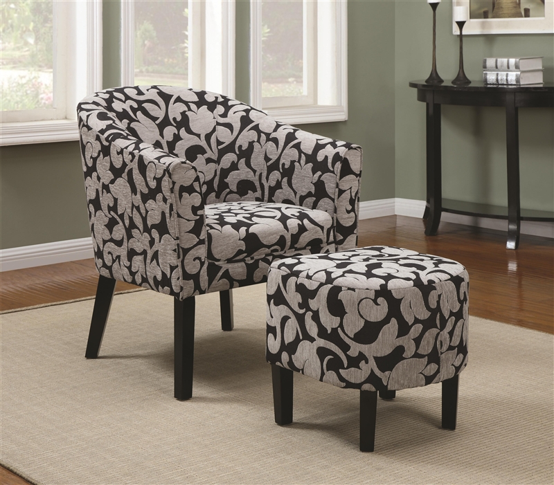 black and white floral accent chair