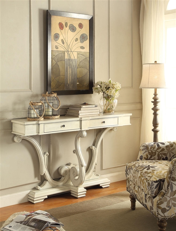 antique white foyer table