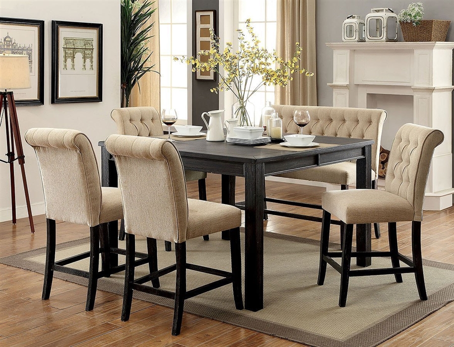 Sania III 7 Piece Counter Height Dining Set with Ivory Chairs by ...