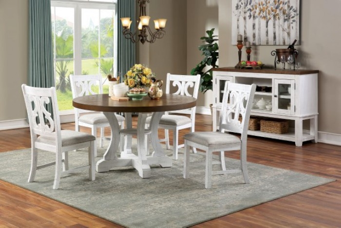 white distressed dining room set