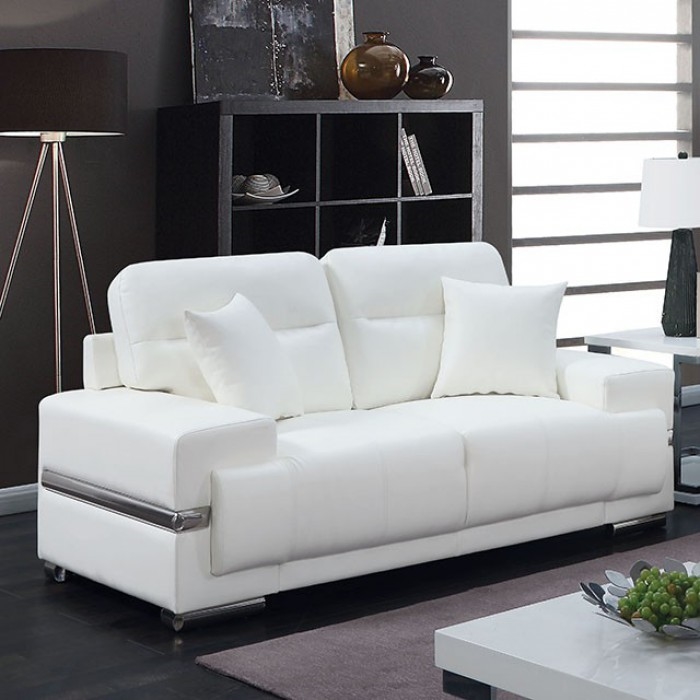 Zibak 2 Piece Sofa Set In White By Furniture Of America - FOA-CM6411WH