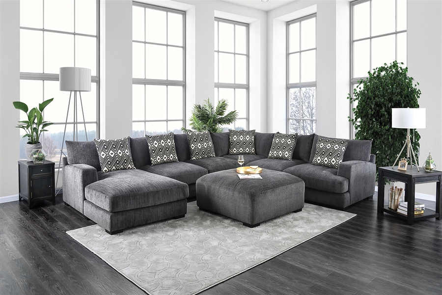 Kaylee Sectional Sofa in Gray by Furniture of America - FOA-CM6587