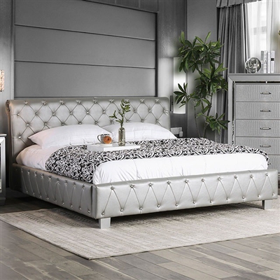 Juilliard Bed in Silver Finish by Furniture of America - FOA-CM7056SV-B