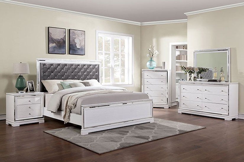 Winterthur 6 Piece Bedroom Set in White/Dark Gray Finish by Furniture ...