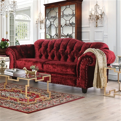 Sm6110-sf Furniture Of America Tabitha - Wine Sofa - Wine