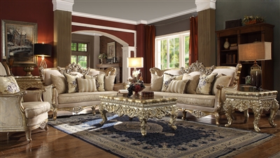 Victorian Antique Gold Wood Trim 2 Piece Living Room Set by Homey ...