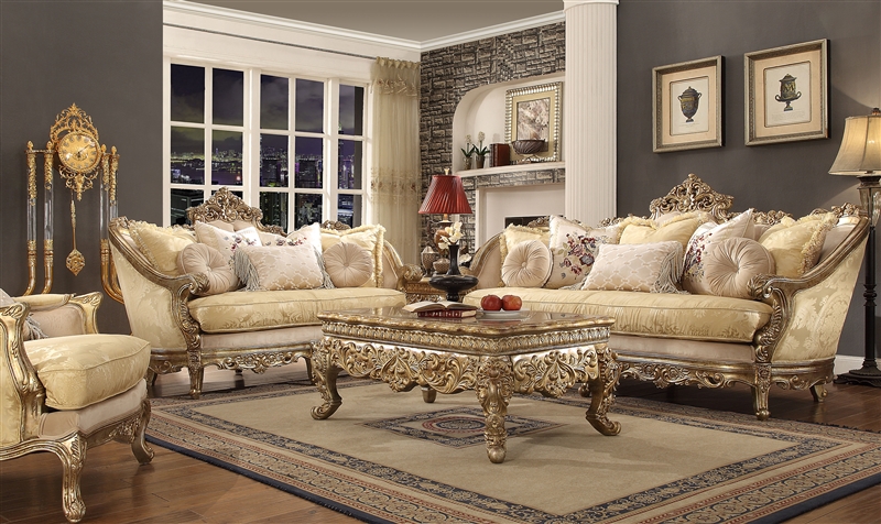 Traditional Luxurious Upholstery 2 Piece Living Room Set By Homey Design Hd 2626