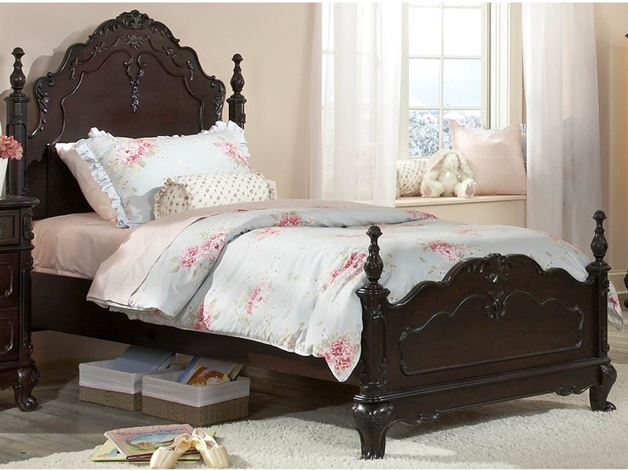 Cinderella Twin Bed In Dark Cherry By Home Elegance Hel 1386tnc 1