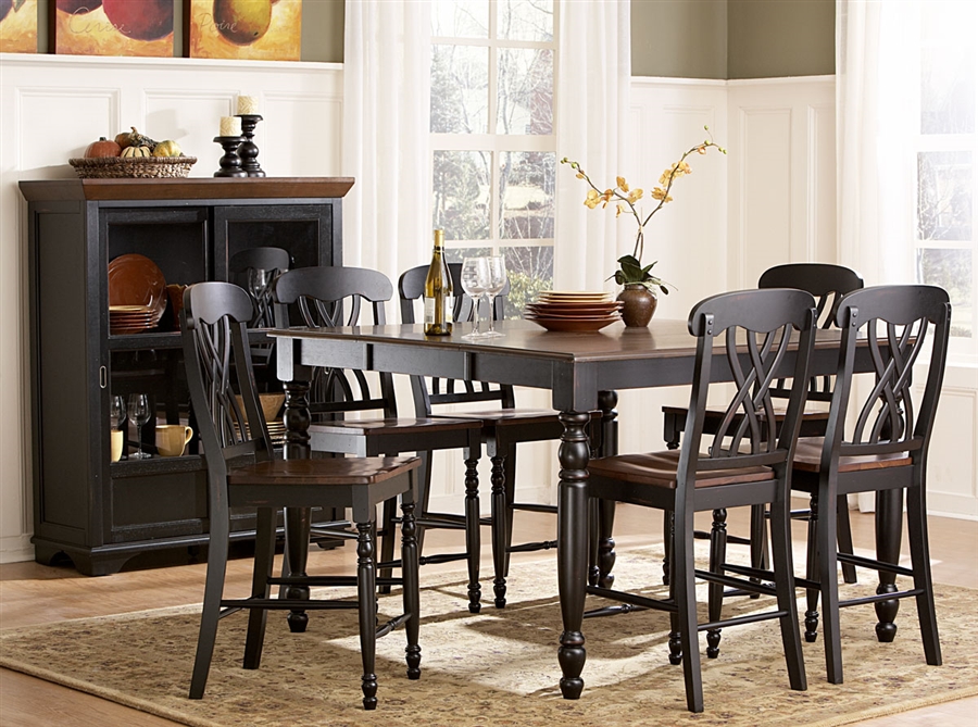 black and cherry counter height dining set