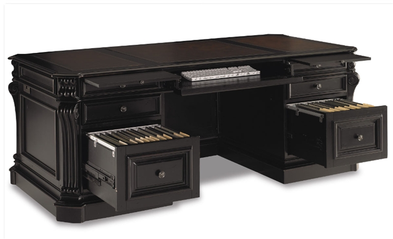 distressed black executive desk