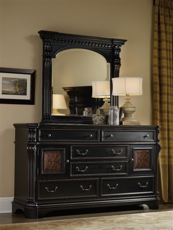 Telluride Six Drawer Dresser In Distressed Black Finish By Hooker