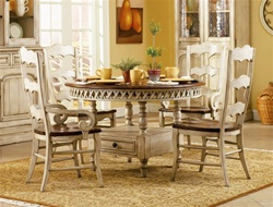 Summerglen 5 Piece Round Dining Table with Three Rung Ladderback Back Chairs in Two-Tone Off White Finish by Hooker Furniture  HF-479-75-201