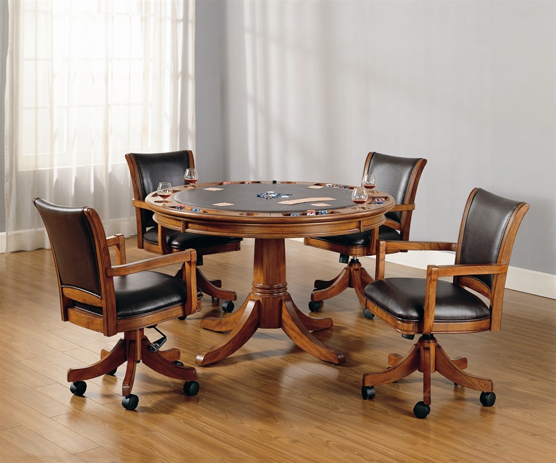 oak game table chairs