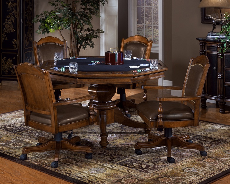 Nassau 5 Piece Game Table Set in Warm Brown Finish by Hillsdale ...