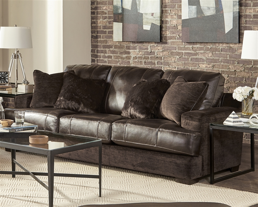 combination leather and fabric sofa
