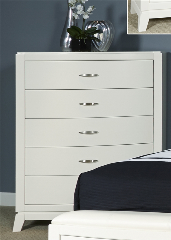 Avalon 5 Drawer Chest In White Truffle Finish By Liberty Furniture 205 Br41