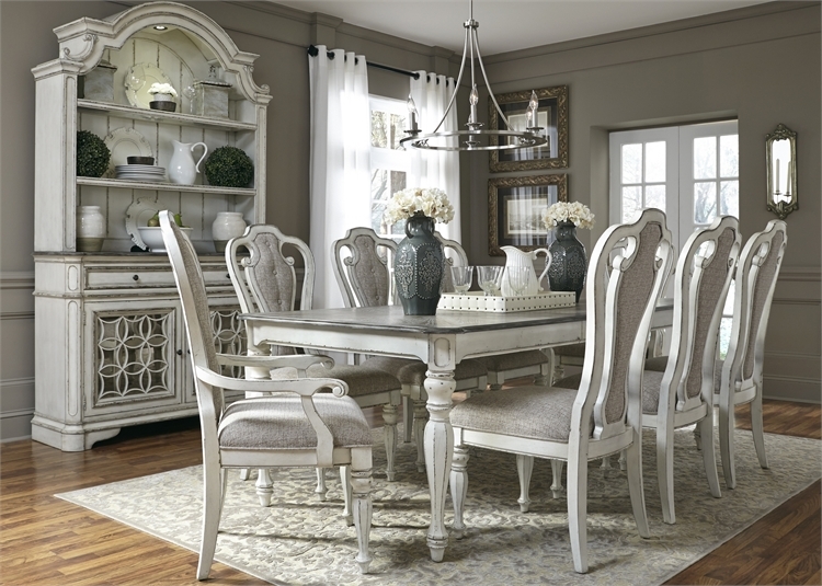 Magnolia Manor Counter Height Table 5 Piece Dining Set in Antique White ...