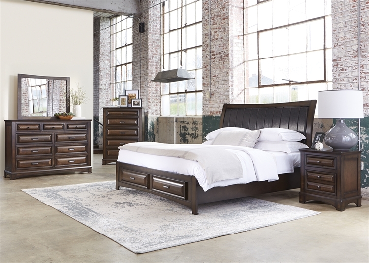 Knollwood Storage Bed 6 Piece Bedroom Set In Dark Cognac Finish By Liberty Furniture 258 Br