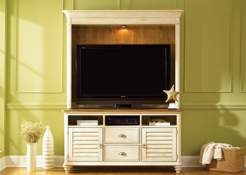 Ocean Isle 55 Inch Tv Entertainment Center In Bisque With Natural Pine Finish By Liberty Furniture 303 Ent