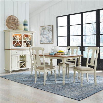 Ocean Isle 5 Piece Splat Back Side Chairs Dining Set in Bisque with ...