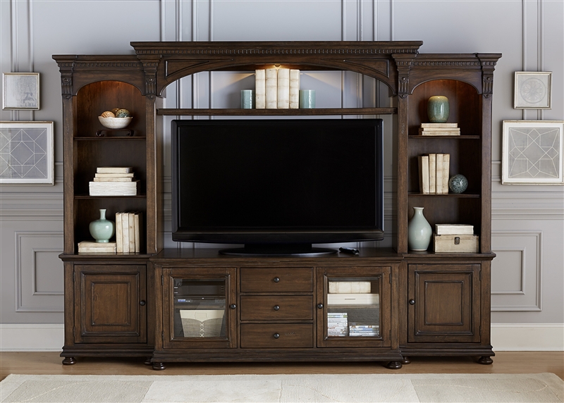 Jameson 4 Pc Entertainment Center in Antique Coffee Finish by Liberty ...