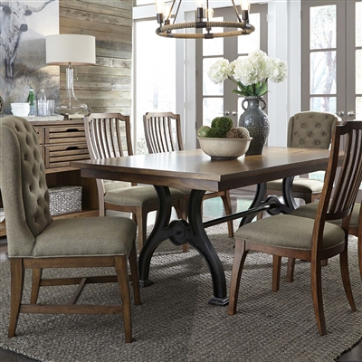 Arlington House Trestle Table 7 Piece Dining Set in Cobblestone Brown ...