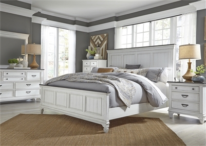 Allyson Park Panel Bed 6 Piece Bedroom Set in Wirebrushed White Finish ...