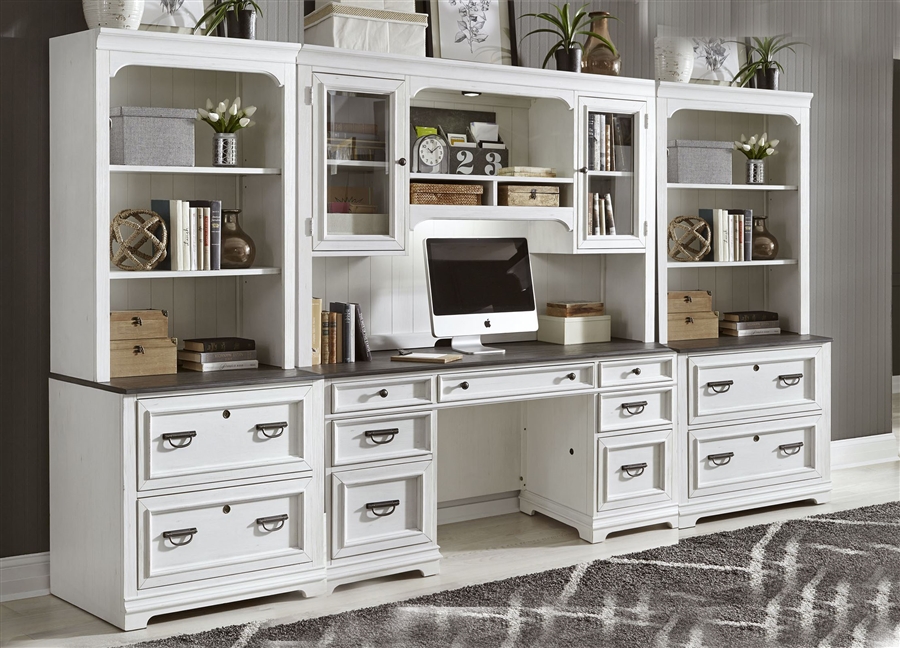 Allyson Park 6 Piece Home Office Library Wall in Wirebrushed White Finish  by Liberty Furniture - 417-HOJ-6