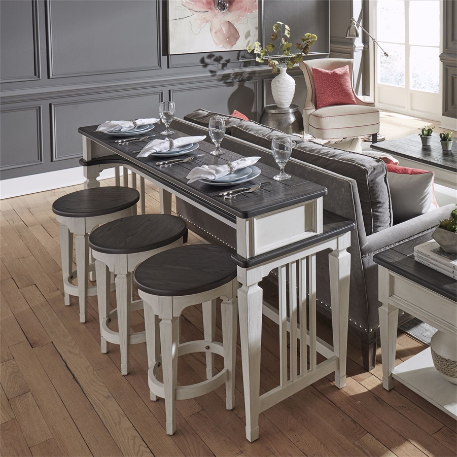 white console table with stools