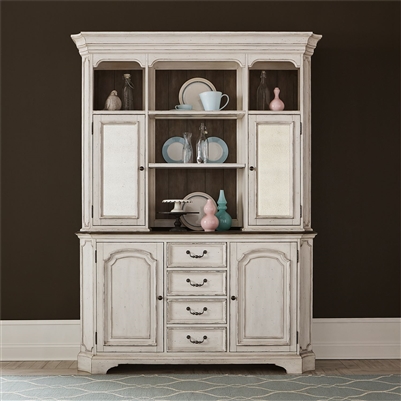 Abbey Road Buffet And Hutch In Porcelain White Finish With Churchill 