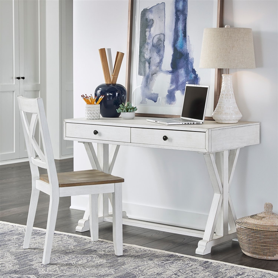 white desk with x sides