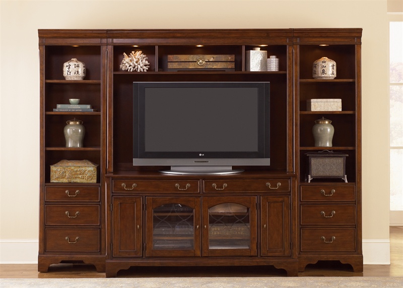 Ansley Manor 4 Piece 55-Inch TV Entertainment Wall Unit in Cinnamon ...