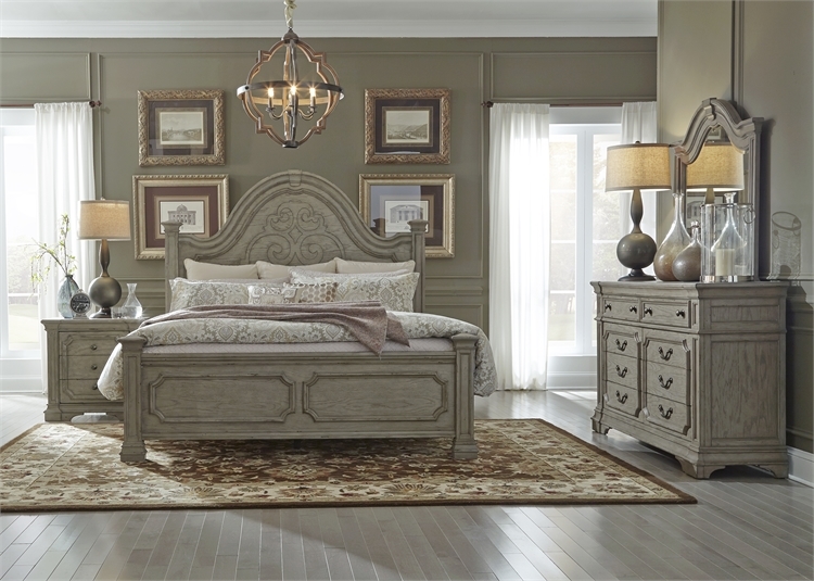 Grand Estates Panel Bed 6 Piece Bedroom Set In Gray Taupe Finish By Liberty Furniture 634 Br Qpbdmn